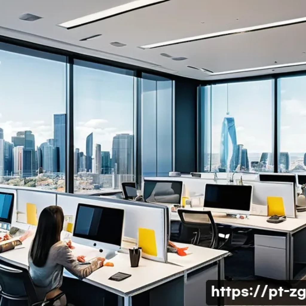 비즈니스 변화에 대한 민첩성 강화 방안 - A modern corporate office scene featuring a diverse team of professionals engaged in a dynamic agile...