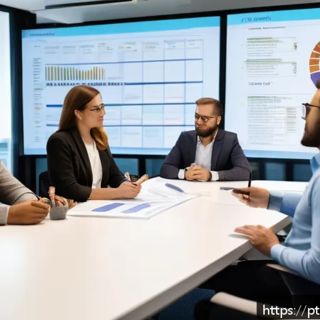 변화 관리에서의 외부 전문가 활용 - A diverse group of professional business consultants and corporate employees collaborating in a mode...