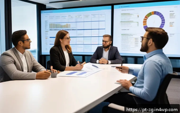 변화 관리에서의 외부 전문가 활용 - A diverse group of professional business consultants and corporate employees collaborating in a mode...