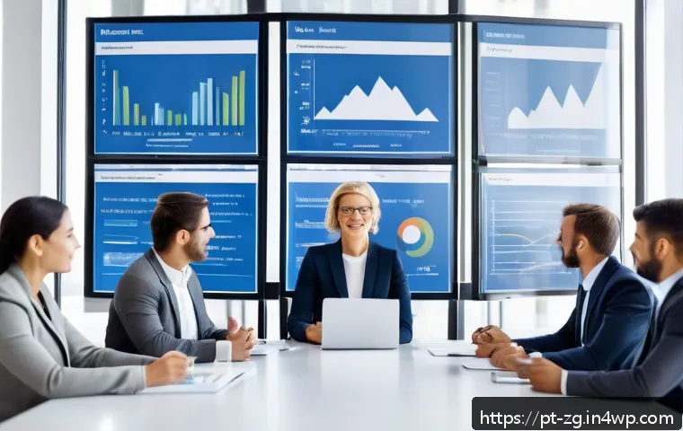 변화 관리에서의 실수 피하기 - A modern corporate office scene showing a diverse team of professionals engaged in a transparent com...
